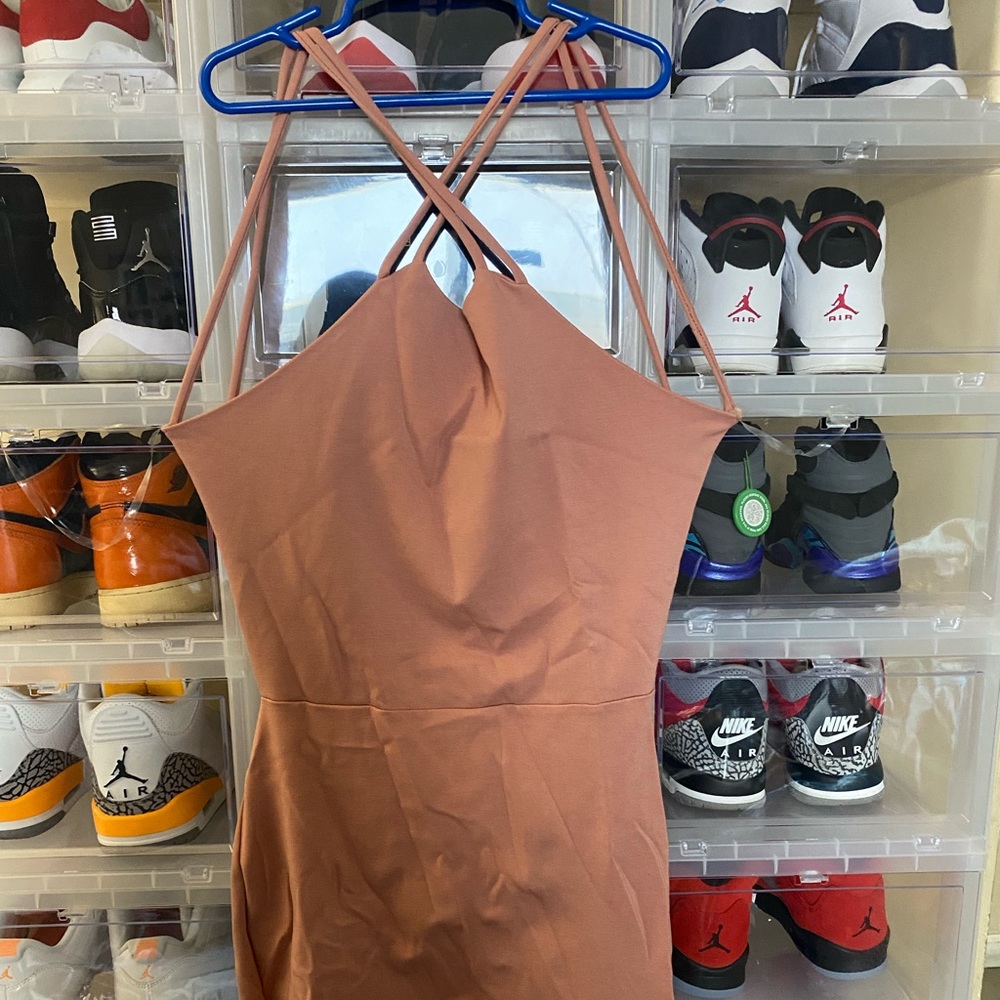 Pink open back dress